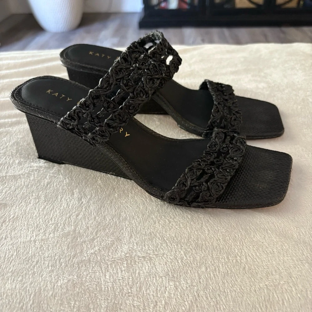 Katy Perry Collections‎ Black Woven Wedges